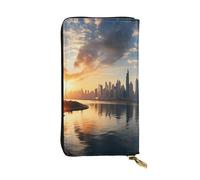 Women's Wallet Clutch Large Capacity Long Wallet New York in the Sunset Leather Ladies Card Phone Holder Travel Purse