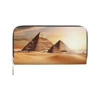 Womens Wallet Egyptian Pyramid In Desert Zip Around Wallet Pu Leather Phone Clutch Purse Card Holder Organizer For Women Ladies, Black, One Size