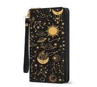 Womens Wallet Goth Gothic, Witchy RFID Blocking Wristlet Wallets for Women, Moon Ladies Purse with Zip Around Credit Card Holder and 10 Card Slots & ID Window, Large Capacity Tarots Women's Clutch