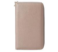 Women'S Wallet In Beige Pu Leather; Refined Crocodile Texture; Security; Numerous Slots; Card Organizer; Passport Keeper