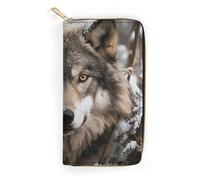 Womens Wallet Lmage of Wolf in The Snow Leather Wallet for Women Multi-Pocket Long Wallet Ultra Slim Thin Wallet with Zipper Pocket for Work Shopping, style, 19.7x10.5cm