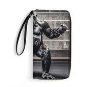 Womens Wallet Multi-Pocket Long Wallet Gorillas in Fitness Gym Leather Wallet for Women Ultra Slim Thin Wallet with Zipper Pocket for Shopping Work, style, 19.7x10.5cm, Modern