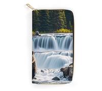 Womens Wallet Multi-Pocket Long Wallet Grizzlies in River Falls Leather Wallet for Women Ultra Slim Thin Wallet with Zipper Pocket for Shopping Work, style, 19.7x10.5cm