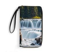 Womens Wallet Multi-Pocket Long Wallet Grizzlies in River Falls Leather Wallet for Women Ultra Slim Thin Wallet with Zipper Pocket for Shopping Work, style, 19.7x10.5cm, Modern