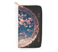 Womens Wallet Multi-Pocket Long Wallet Lantern Round Gorgeous Pattern Leather Wallet for Women Ultra Slim Thin Wallet with Zipper Pocket for Shopping Work, style, 19.7x10.5cm