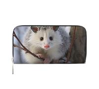 Womens Wallet Opossum In Snow Zip Around Wallet Pu Leather Phone Clutch Purse Card Holder Organizer For Women Ladies, Black, One Size