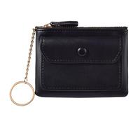 Women's Wallet Wallet Women's Wallet Solid Color Coin Purse Zipper Wallet Portable Leather Purse for Cash, Coin, Card(Black)