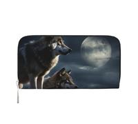 Womens Wallet Wolves In The Moonlight Zip Around Wallet Pu Leather Phone Clutch Purse Card Holder Organizer For Women Ladies, Black, One Size