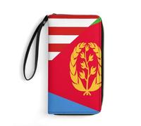 Women's Wallets America Flag and Eritrea Eritrean Flag Genuine Leather Wallets Retro Style Leather Wallet Colourful Women Card Case for Teacher, Teens, Women