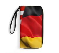 Women's Wallets America Flag and German Germany Flag Leather Purse Vintage Handbags Retro Style Clutch Wallet for Teacher, Mother, Girlfriend