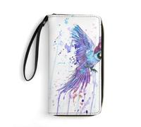 Women's Wallets Aquarell Lila Parrot Leather Wallet Vintage Women Card Case Colourful Genuine Leather Wallets for Teacher, Teens, Evening Party