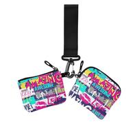 Women's Wallets Card Cases 1970s Disco Retro Grunge Graffiti Cute Fashion Credit Card Wallet Organizer with Zipper Coin Pocket for Women Men 2 Packs, 1970S disco retro grunge graffiti57, 4.13" x 3.51"