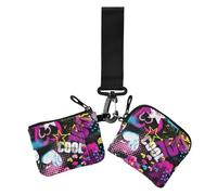 Women's Wallets Card Cases 1970s Disco Retro Grunge Graffiti Slim Detachable Change Purse Key Holder with Zipper Pocket for Men Women 2 Packs, 1970S disco retro grunge graffiti1, 4.13" x 3.51" & 4.13"