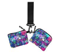 Women's Wallets Card Cases 1970s Disco Retro Grunge Graffiti Small Portable Money Organizers with Zipper Pocket for Women Men 2 Packs, 1970S disco retro grunge graffiti56, 4.13" x 3.51" & 4.13" x