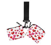 Women's Wallets Card Cases Happy Valentine Love love reds Thin Flat Change Purse Key Holder with Zipper Coin Pocket for Ladies Girls 2 Pcs, happy valentine love love reds, 4.13" x 3.51" & 4.13" x