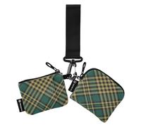 Women's Wallets Card Cases Small Detachable Credit Card Wallet Organizer with Zipper Pocket for Women Men 2 Pcs, Scotland Buffalo Plaid Tartan Check Black Gold Green, 4.13"(L) x 3.5"(W), Travel