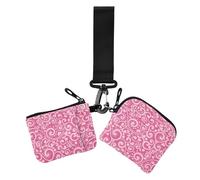 Women's Wallets Card Cases Valentine's Day Love Floral Peach Slim Portable Coin Purse Change Holder with Wristle Strap for Women Men 2 Packs, Valentine's day love floral Peach, 4.13" x 3.51" & 4.13" x