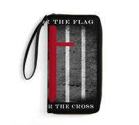 Women's Wallets I Stand for The Flag I Kneel for The Cross Wallet Pouch Microfiber Leather Wallet Retro Style Women Card Case for Friend, Girlfriend, Mother