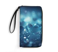 Women's Wallets Leathe Printed,Airplane Flying in The Air Zip Around Credit Cards Holder Phone Clutch, Heart Image on Background, 19.7x10.5cm