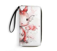 Women's Wallets Leathe Printed,Airplane Flying in The Air Zip Around Credit Cards Holder Phone Clutch, Ink Style Dragon, 19.7x10.5cm