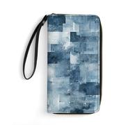 Women's Wallets Leathe Printed,Comes in Red And Beige Zip Around Credit Cards Holder Phone Clutch, Indigo and Matt Gray, 19.7x10.5cm