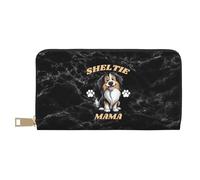 Women's Wallets Sheltie Mama Shetland Sheepdog Mom Handbags Soft Women Card Case Colourful Leather Wallet for Friend, Teacher, Daughter