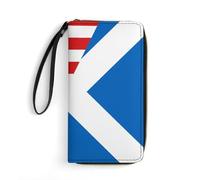 Women's Wallets USA America and Scotland Scottish Flag Women Card Case Colourful Leather Wallet Retro Style Genuine Leather Wallets for Women, Girls, Kids