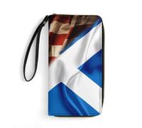 Women's Wallets Vintage America and Scotland Scottish Flag Wallet Pouch with Zipper Pocket Genuine Leather Wallets Microfiber Women Card Case for Girlfriend, Evening Party, Daughter