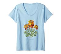Women's WallFlower Plant Illustration Erysimum cheiri V-Neck T-Shirt
