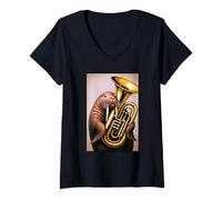 Womens Walrus Tuba Player V-Neck T-Shirt