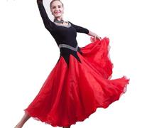 Women's Waltz Tango Competition Costumes Ballroom Performance Dancing Dress Social Dance Modern Dresses,Red,3XL