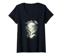 Womens Wander Often Forest and Mountain Nature Scene V-Neck T-Shirt