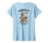 Women's Wanderlust Paws Hiking Buddy Dogs Adventure Trail Mountains V-Neck T-Shirt