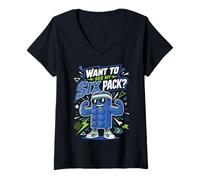 Women's Want to See My Six Pack Gym Workout Humor V-Neck T-Shirt