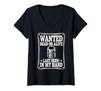 Women's Wanted Poster 10MM Socket Jokes Humor Car Guy Car Mechanic V-Neck T-Shirt