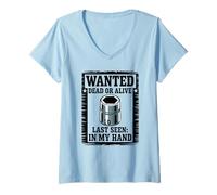 Women's Wanted Poster 10MM Socket Jokes Humor Car Guy Car Mechanic V-Neck T-Shirt