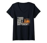 Womens Warehouse Night Shift Forklift Third Shift Crew Gift V-Neck T-Shirt