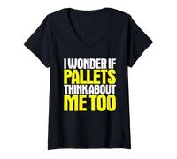 Women's Warehouse Worker I Wonder If V-Neck T-Shirt