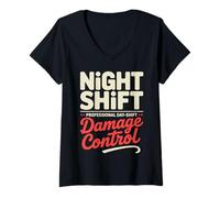 Women's Warehouse Worker Night Shift Funny Logistics V-Neck T-Shirt