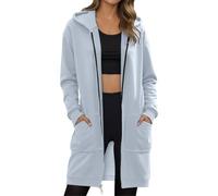 Womens Warm Basic Sweatshirt Comfortable Plus Sizes Hoodies Plain Zip Up Hoodie for Ladies Sweaters Cute Loose Y2K Clothes Fall Pullover Fleece Hooded Top Festival Outfits Athletic Wear Light Blue