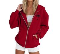 womens warm basic sweatshirt long sleeves sweatshirts soft cozy hooded fit all fleece fall winter pattern print hoodie tops holiday clothes sale clearance hoodies Red