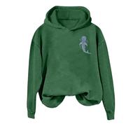 womens warm basic sweatshirt soft stretchable hoodie top y2k gothic fleece hoodies girls fall winter pattern print tops holiday clothes solid color stylish Green