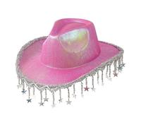 Women's Warm Christmas Hat Disco Cowboy Winter Disco Fringed and Sequined Western Shiny for Festival Concert Music Country Costume