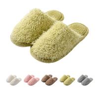 Women's Warm Felt Lined Slippers Cotton Shoes Indoor House Warm Breathable Slippers Lightweight Plush Slippers for Women Non-Slip Soft Fuzzy Winter Slippers, Green, 8 UK