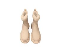 Women's Warm Fleece And Thick Ankle Boots Women Shoes Round Head Zipper Boots 2026 Ladies Wellies Autumn And Winter (Beige, 5)