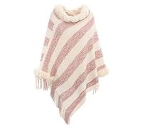 Women's Warm Fleece Poncho Capes Ladies Knit Scarf Cape Sweater Plus Size with Fringes Hem Crochet Pullover Winter Elegant Ladies Knitted Shawls Wraps (One Size)