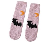 Women's Warm Fluffy Socks Halloween Prints Pumpkin Ghost Bat Print Cosy For Party Costume, Christmas Festive Wear, School Dress Up Days And Everyday Fun Comfort Footwear (Pink,One Size)