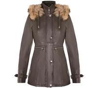 Women's Warm Leather Jacket Detachable Hooded Parker Trench Coat
