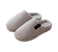 Women's Warm Lined Unisex Slippers Closed Non-Slip, gray, 10 UK