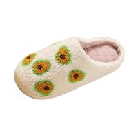 Women's Warm Padded House Slippers with Fuzzy Lining and Durable TPR Outsole, Soft Indoor Shoes for Cold Weather, Non-Slip Design for Tile and Hardwood Floors (Yellow, 7)